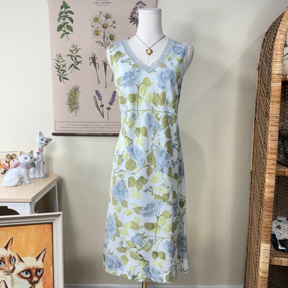 90s Y2k Floral Linen Dress Fairy Cottage Coquette Romantic Coastal Grandma S M